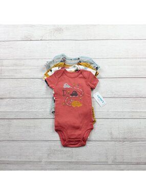 Carter’s Baby 5 Pack Short Sleeve Bodysuits Cars Stripes Prints NWT 3-6 Months